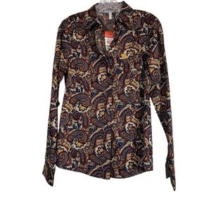 NWT CINCH Sz M Paisley Button Down Shirt Cowgirl Rodeo Western Orange Purple New